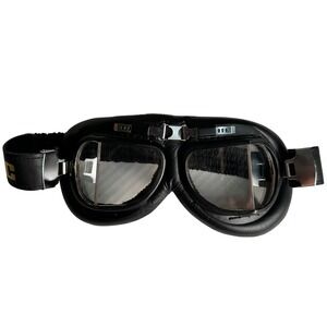 Vintage HJC Motorcycle Aviator Goggles Black Padded Vintage Style‎ Racing Retro